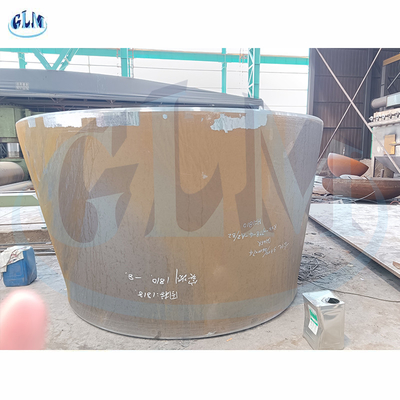 SA516 Gr70 तल आईडी 3300MM शंकुयुक्त टैंक सिर मोटाई 74 मिमी